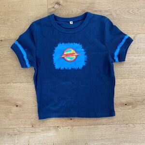 Lunarity Garage Y2K Planet Crop Top in Blue